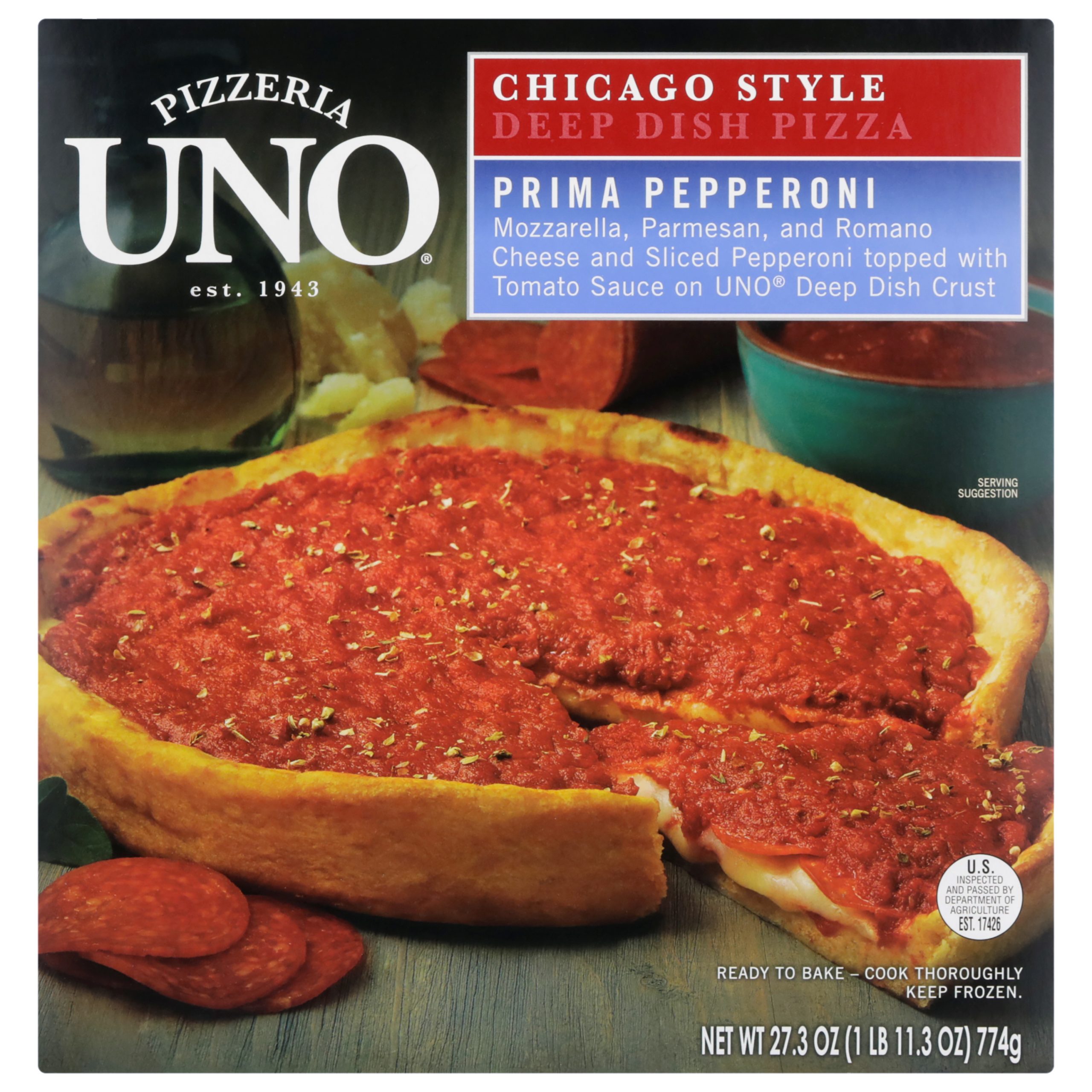 Uno 9 inch Chicago Style Deep Dish Pepperoni Pizza